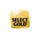 Hoogwaardig SELECT GOLD-logo met gestileerde hond- en kattensilhouetten op gouden achtergrond