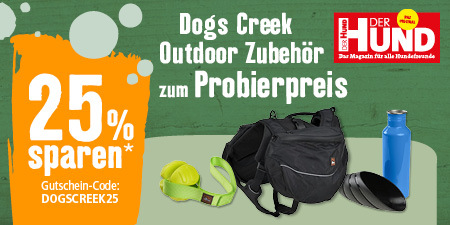 Dogs Creek Outdoor Zubehör mit 25% Rabatt – Hundeleine, Tasche, Trinkflasche und faltbarer Napf