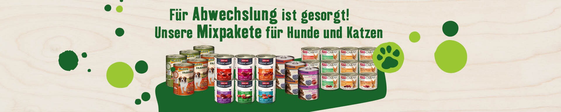 Für Abwechslung im Napf - unsere Mixpakete für Hunde und Katzen
