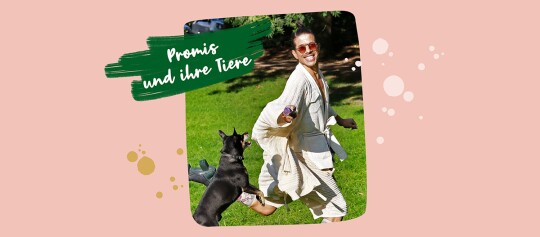 Fröhliche Person spielt mit schwarzem Hund auf grünem Rasen im Freien, Text 