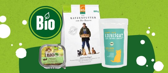 Aliments bio pour chats – nourriture humide, croquettes et alimentation junior au poulet bio, sans gluten, pour chats adultes.