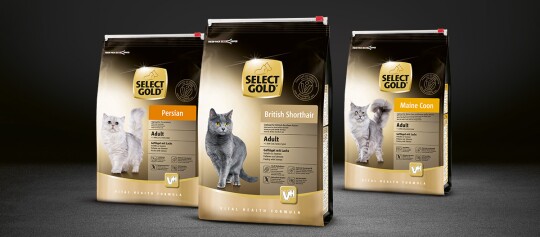 Select Gold Katzenfutter für Perserkatze, Britisch Kurzhaar und Maine Coon, Adult mit Geflügel und Lachs, Vital Health Formula