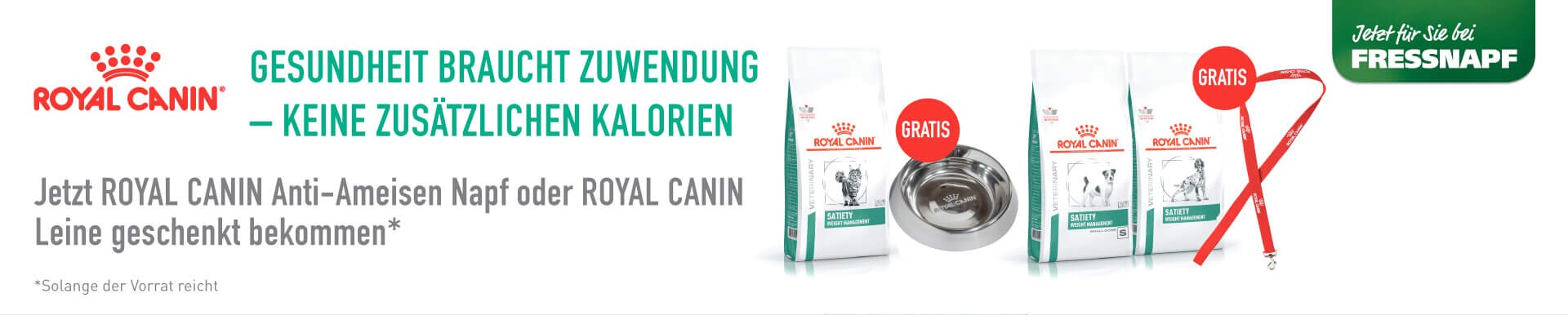 Banner_Merch_PLP Sprite ROYAL CANIN SATIETY - Gesundheit braucht Zuwendung - keine zusätzlichen Kalorien