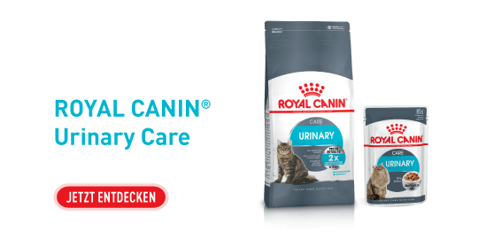 Emballages de nourriture pour chats ROYAL CANIN Urinary Care avec bouton découvrir maintenant