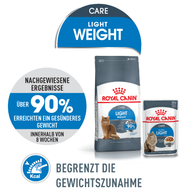 Nourriture pour chats Royal Canin Light Weight Care avec résultats prouvés, plus de 90 % des chats atteignent un poids plus sain en 8 semaines