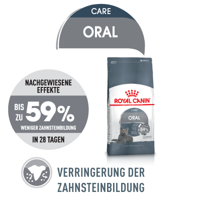 Nourriture pour chats Royal Canin Oral Care avec réduction prouvée du tartre jusqu'à 59 % en 28 jours