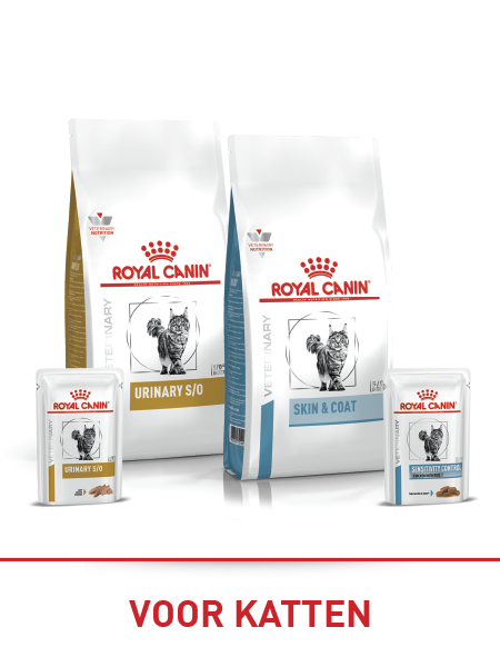 Royal Canin veterinaire kattenvoeding Urinary S/O en Skin & Coat in droge en natte voeding voor speciale dieetbehoeften