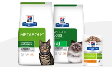 Hill's Prescription Diet Katzenfutter Metabolic und Weight Loss, Trocken- und Nassfutter zur Gewichtsreduktion und Gewichtserhaltung mit Katzenabbildungen