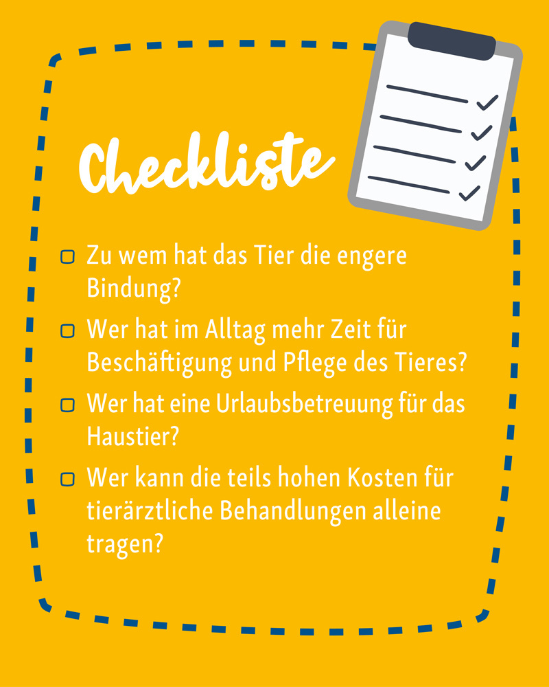 Checkliste Trennungstiere
