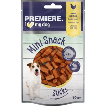 37c0975db9a4ddc1926369d3833f6e514e4efd72_1002982002__de_DE__neu21 PREMIERE Mini Snack Sticks friandise pour chien au poulet et riz, 70g, récompense douce