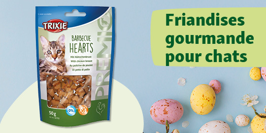 Friandises Trixie Barbecue Hearts pour chats avec poitrine de poulet, paquet de 50g, gourmandise pour chats