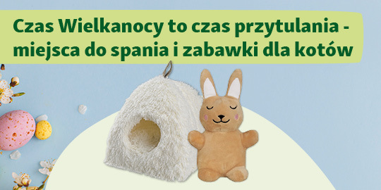 Czas Wielkanocy na przytulanie - miękkie legowisko i zabawka króliczek dla kotów