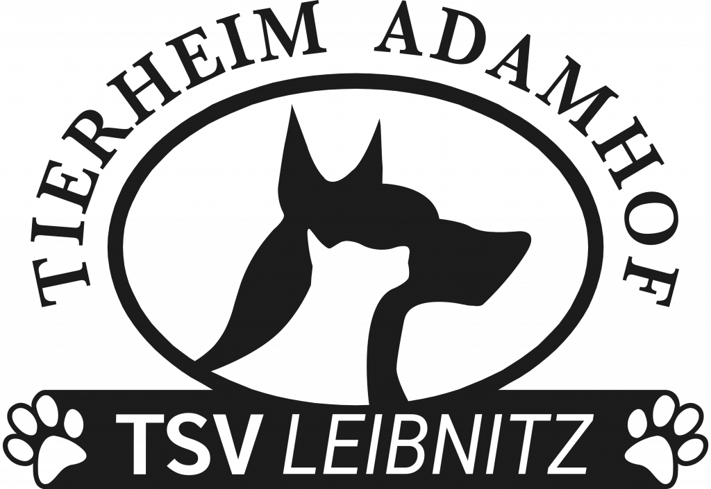 tierheim_adamhof Logo des Tierheims Adamhof TSV Leibnitz mit Hundesilhouetten und Pfotenabdrücken