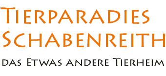 Logo von Tierparadies Schabenreith, das etwas andere Tierheim mit warmem orangefarbenem Schriftzug.