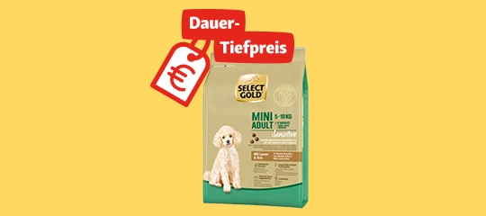 Select Gold Mini Adult Hundefutter für kleine Hunde 1-10 kg Sensitive mit dauerhaftem Tiefpreis