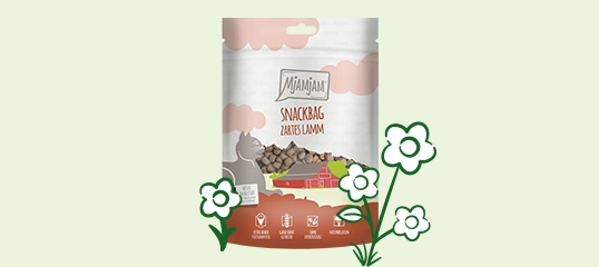 Emballage de snack Mjamjam Snackbag Lartes Lamm pour chiens avec ingrédients naturels et sans céréales