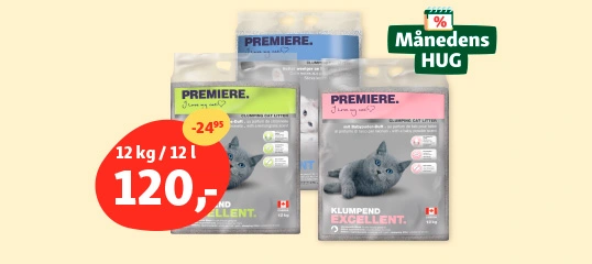 Månedens HUG juli tilbud Premiere kattegrus
