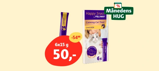 Månedens HUG juli tilbud Feliway snack kat