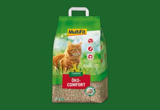 MultiFit Öko-Comfort klumpende Katzenstreu aus 100 % pflanzlichen Rohstoffen mit Geruchskontrolle, 4,5 kg