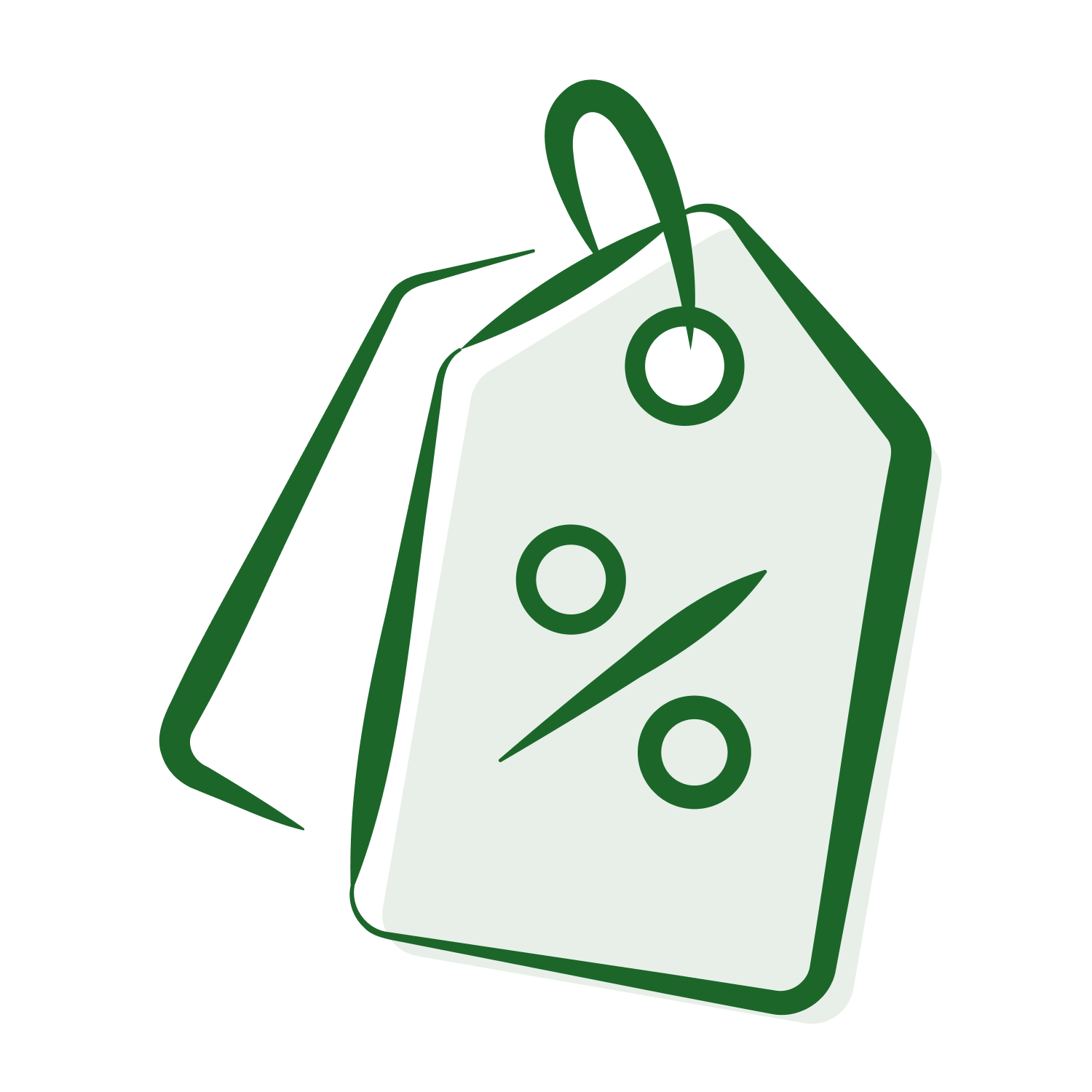 ill_emoticon_coupons Grünes Preisschild mit rotem Prozentzeichen für Rabatte und Sonderangebote