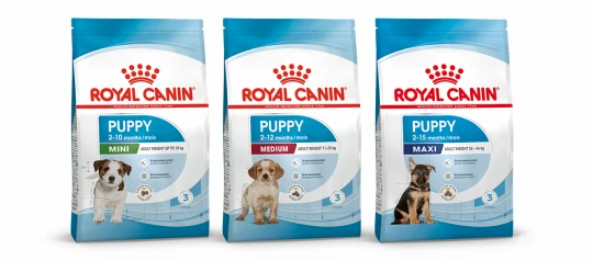 Royal Canin Welpenfutter Mini, Medium und Maxi für verschiedene Hunderassen und Altersstufen, mit Fokus auf Immunsystem und Gehirnentwicklung