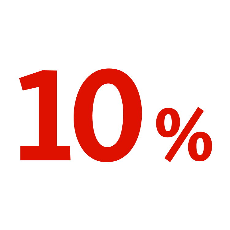Texte rouge 10 pour cent sur fond blanc