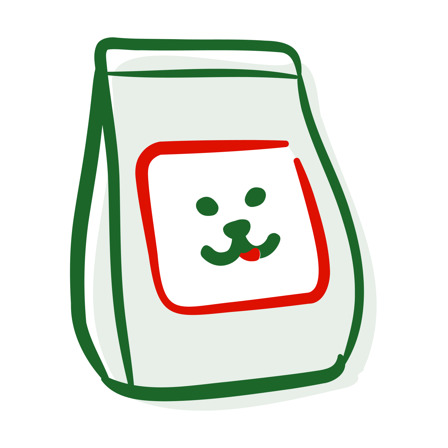 ill_emoticon_product Torba z karmą dla psa z uproszczoną twarzą psa na czerwonej ramce