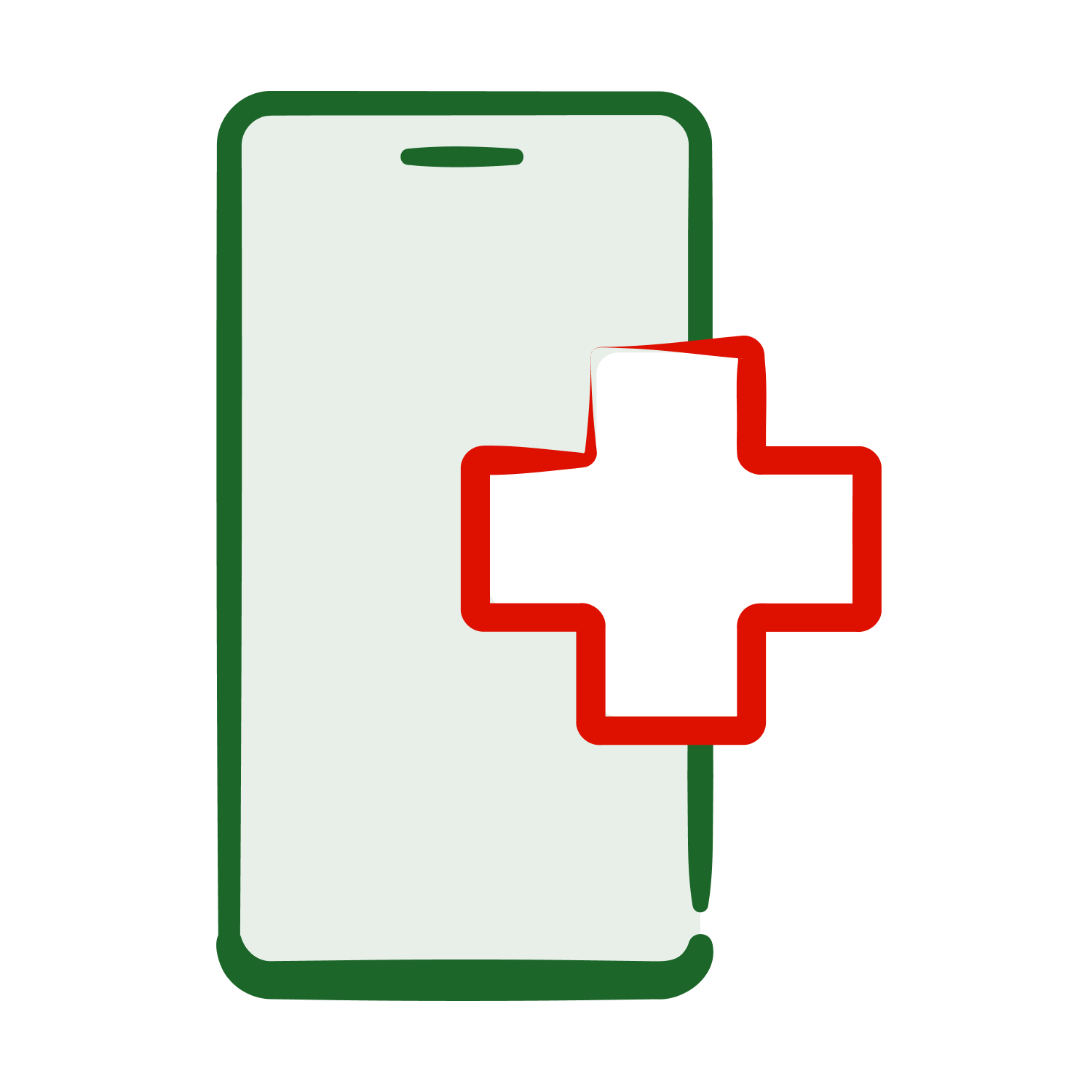 Smartphone avec croix médicale rouge, symbole des services de santé mobiles et de la télémédecine