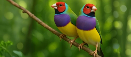 Die Gouldamadine ist ein australischer Prachtfink, der mit leuchtenden Farben begeistert.