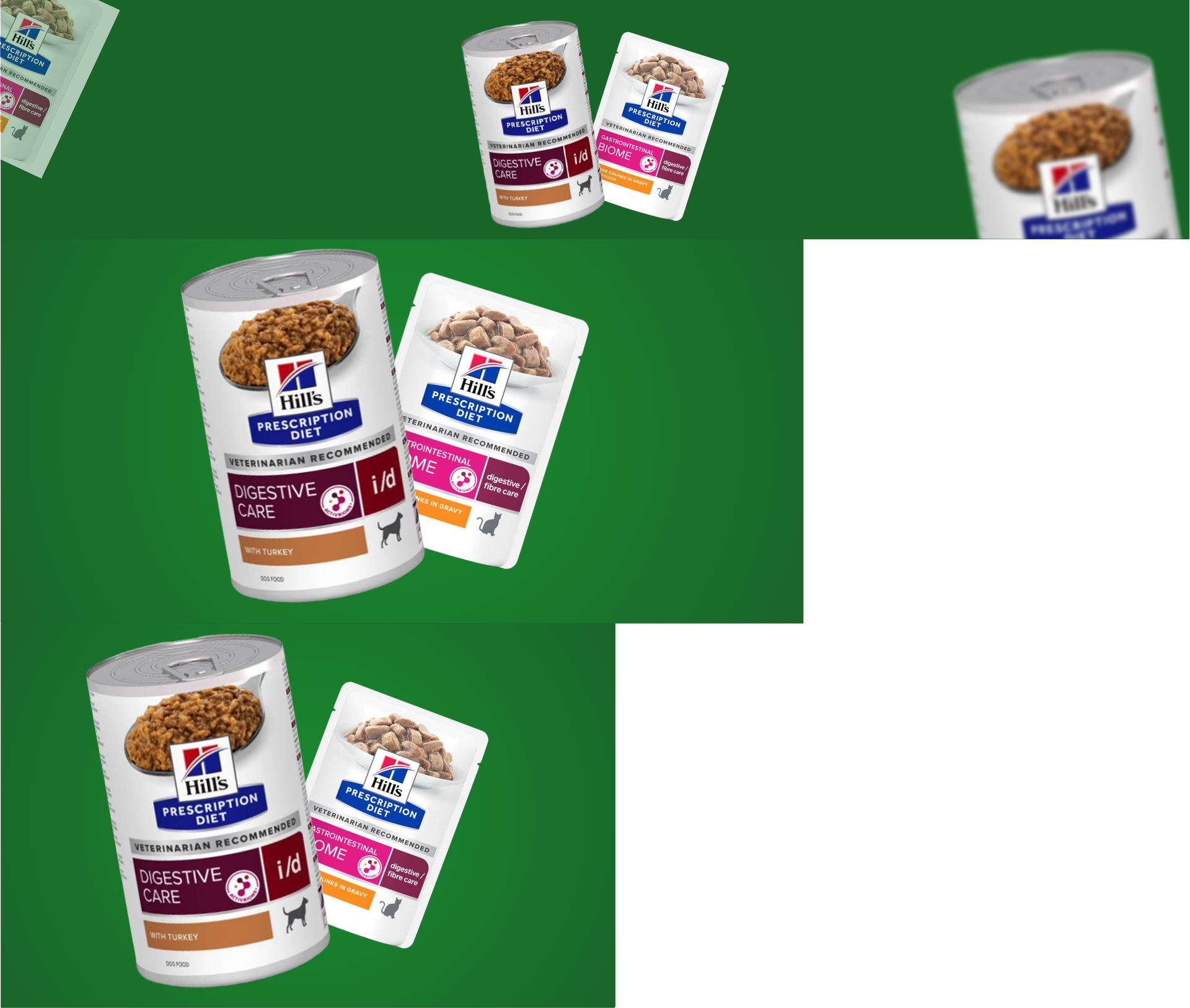 Bannière promotionnelle de Hills avec deux produits sur fond vert