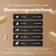 Dosierungshinweise für Hunde: 1-5 kg: 1/2 bis 1 TL, 5-10 kg: 1 bis 2 TL, 10-20 kg: 2 bis 3 TL, 20-30 kg: 3 bis 4 TL, 30+ kg: 4 bis 5 TL.