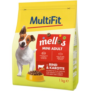 Mellos Trockenfutter Hund Adult, Mini, Rind und Karotten 1 kg