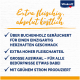 Publicité Vitakraft mettant en avant 'Extra fleischig, absolut köstlich' avec des points sur la saveur fumée, la haute teneur en viande, la variété et la production d'énergie verte.