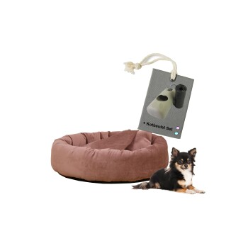 ® Hundekissen inkl. Gratis-Beigabe, Kuschelhöhle "Denver" altrosa S