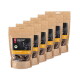 Packung mit sechs Kraftpapierbeuteln von Liebesgut Hundesnacks; sichtbarer Text 'LIEBESGUT', 'BIO-HÄHNCHENHALS', 'SNACK FÜR HUNDE'