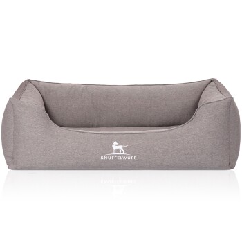Orthopädisches Hundebett Leano aus Velours mit Handwebcharakter grau M-L