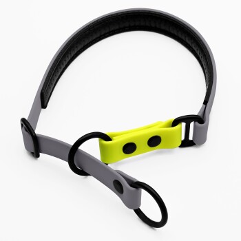 Zugstopp Halsband Grau neon gelb XS