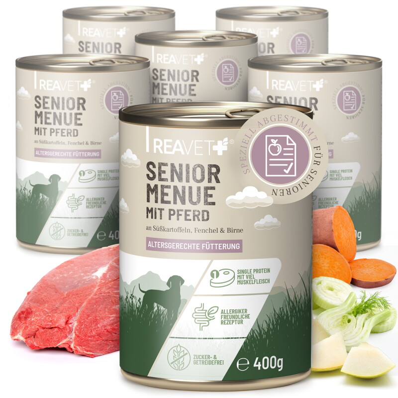 REAVET Senior Menue mit Pferd | 6 x 400g