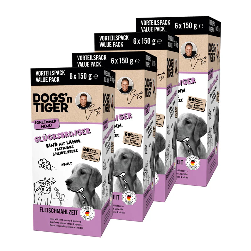 Dogs'n Tiger Glücksbringer Multibox Rind & Lamm 24x150 g