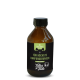 Braune Flasche des Tales & Tails 100% Hanföls für Hunde mit schwarzem Etikett und grünem Text auf Deutsch.
