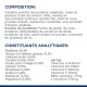 Informations nutritionnelles pour la nourriture pour animaux, détaillant la composition, les sources de protéines et les constituants analytiques, y compris les vitamines et minéraux.
