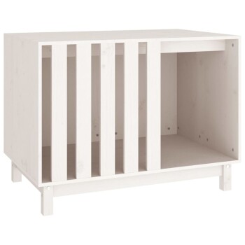 Hundehütte Massivholz Kiefer Hundehöhle Hundebett weiß 90 cm, 60 cm, 67 cm