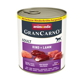 GranCarno Original Nassfutter Hund Adult, Rind & Lamm 6x800 g