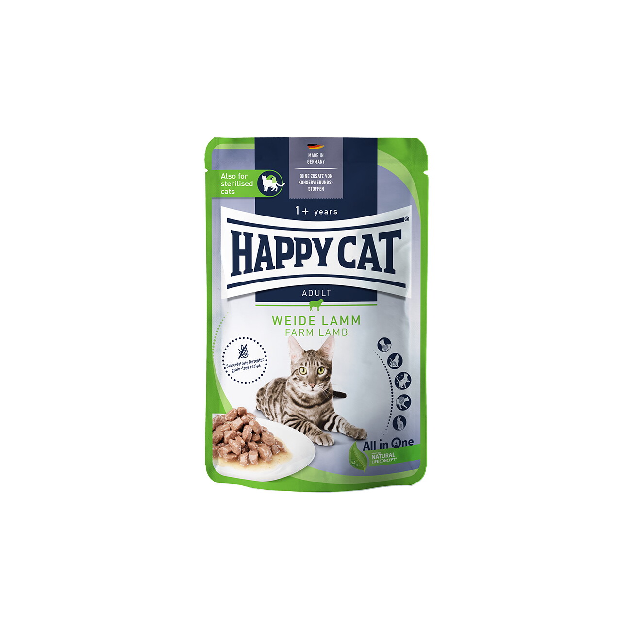 HAPPY CAT Culinary Nassfutter Katze Adult, Weide Lamm,Meat in Sauce 20x85 g