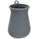 Gray silicone pet food or water bowl with a textured surface and a small hanging loop at the top.