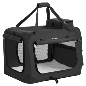 Infografik zum Messen von Hunden zur Auswahl der richtigen Transportbox, die Größen (S bis XXXL), Abmessungen, Gewichtsbeschränkungen und geeignete Rassen detailliert.