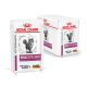 Royal Canin Veterinary Renal mit Huhn Katzenfutterbeutel, mit einem Katzenbild, beschriftet 'Dünne Scheiben in Soße.'