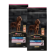 Zwei 14 kg Taschen von Purina Pro Plan Hundefutter für große athletische Hunde mit empfindlicher Haut, mit Lachs als Hauptzutat.