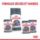 Produits alimentaires pour animaux Royal Canin Appetite Control, présentant des formules sèches et humides avec un chat sur l'emballage et "FORMULES SÈCHES ET HUMIDES."