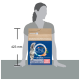 Sac Purina ONE Bifensis (saumon) pour chats stérilisés, emballage bleu 3 kg présenté devant une silhouette d'une hauteur de 423 mm